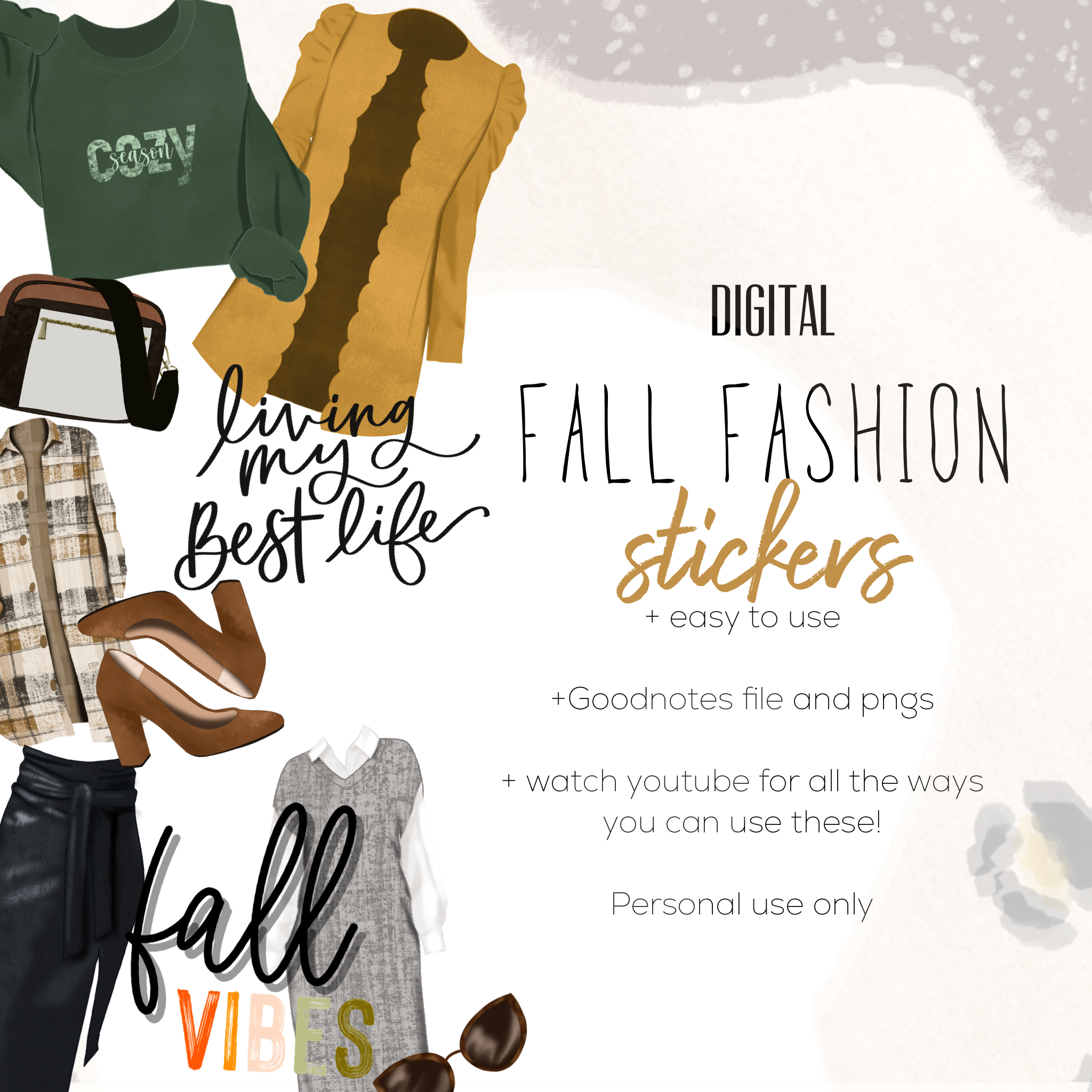 Fall Fashion 24 digital stickers | Digital planning