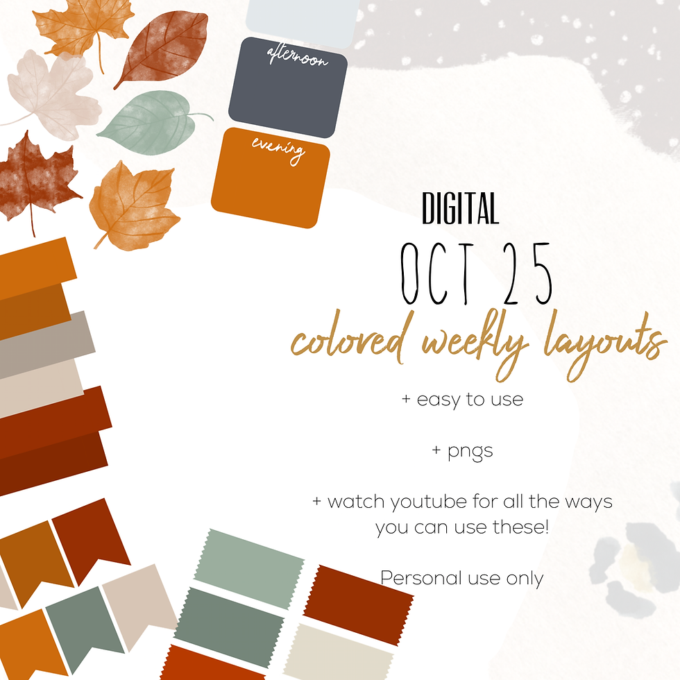October 2025 Colored Weekly Digital Inserts