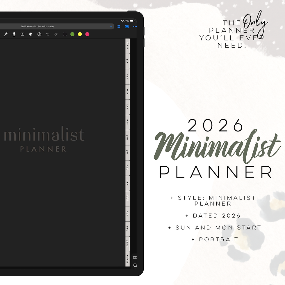 2026 Minimalist Planner PORTRAIT | Mon & Sun Start