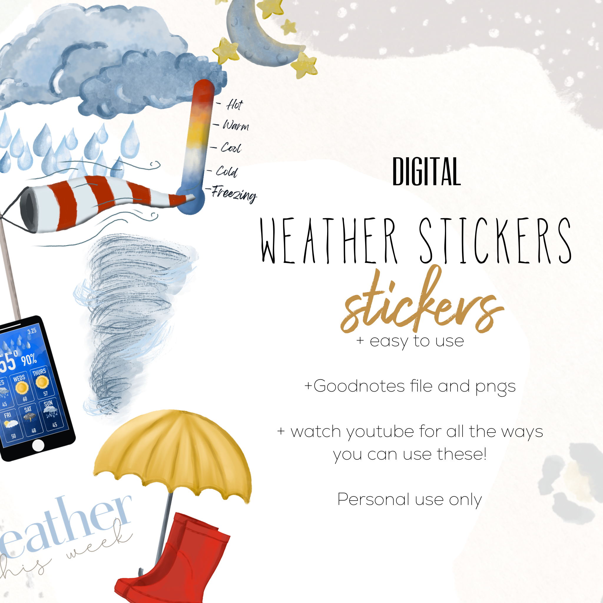 Weather Stickers Digital Stickers