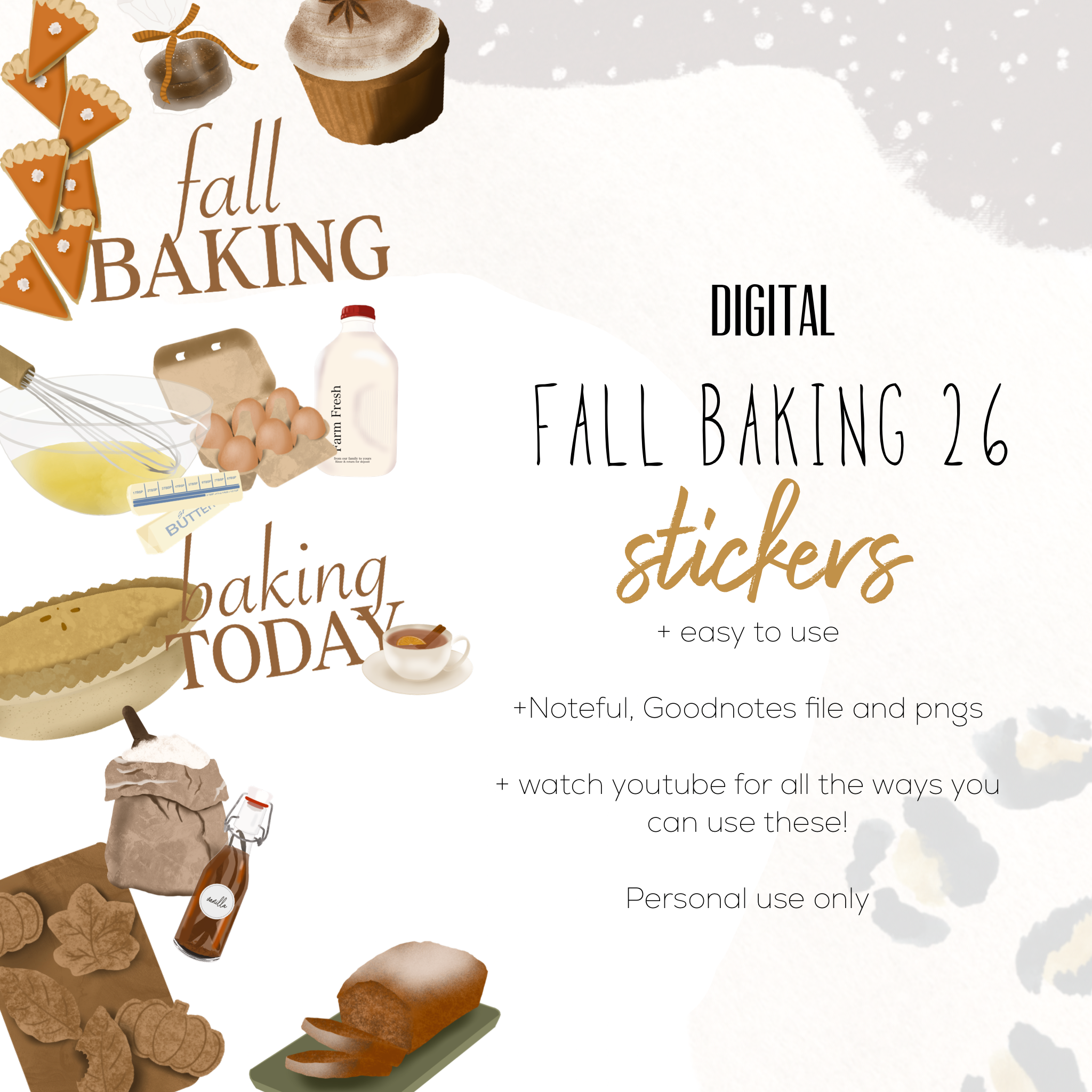 Fall Baking 26 digital stickers | Fall Stickers for Digital Planning