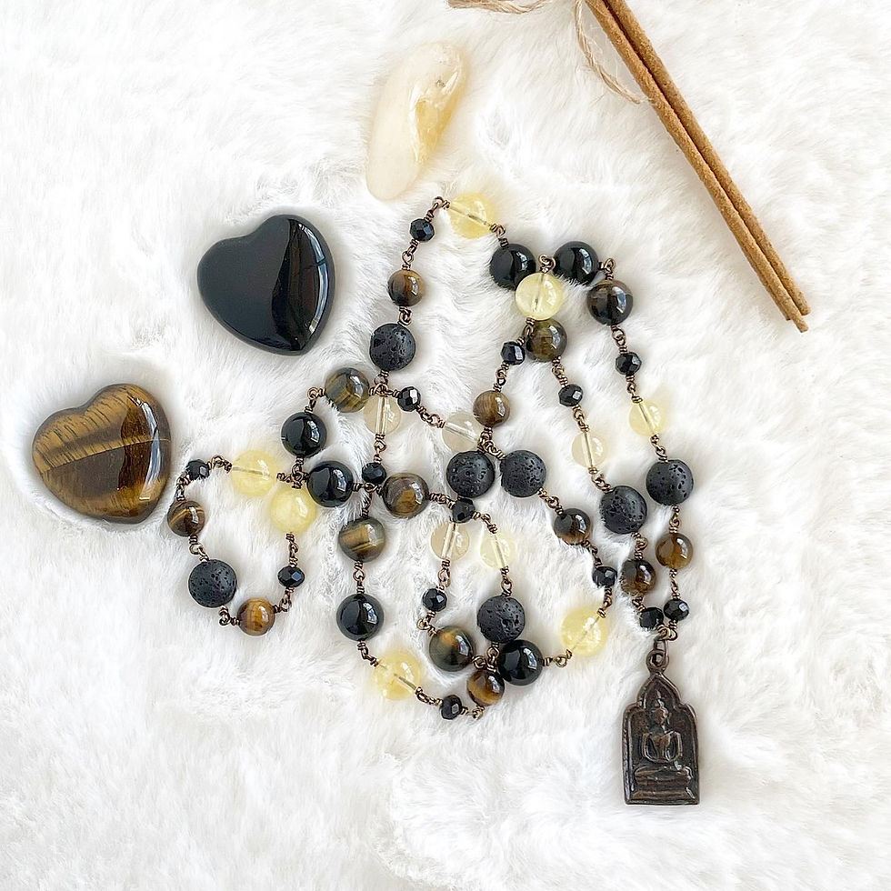 Thumbnail: “ I am endlessly Grounded & Abundant” 20” Citrine, Black Lava stone, Tigers eye 