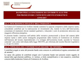 CCIAA di Avellino: Bando di contributi per l'efficientamento energetico 2017