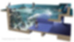 Cutaway view of reef surge tank