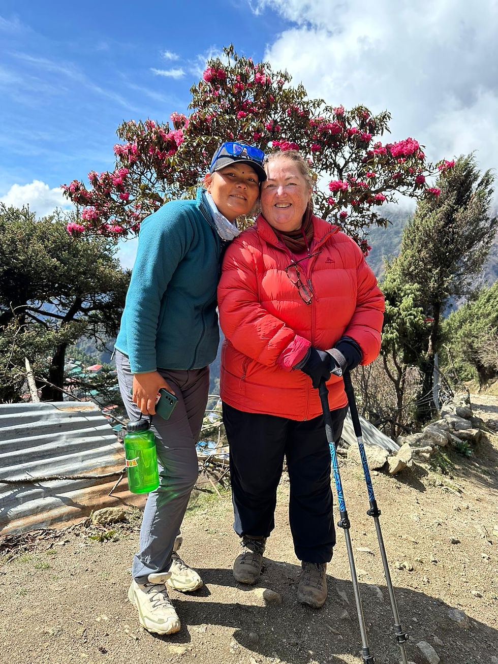 Bernadette and her incredible guide Bimmaya — the woman who kept her safe, kept her moving and shared every step of her Himalayan adventure. Some people come into your life at exactly the right moment.