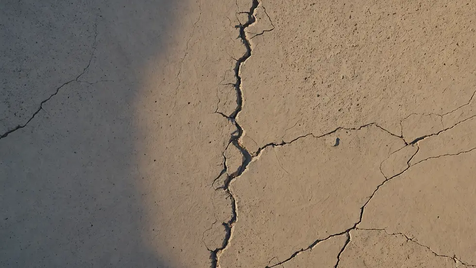 High angle view of a freshly coated concrete surface