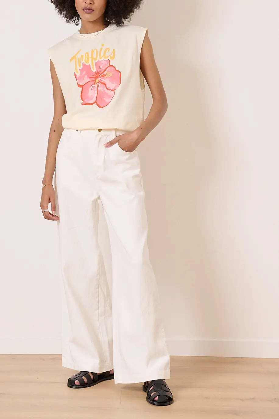 Nucia High-Waisted White Denim Pants