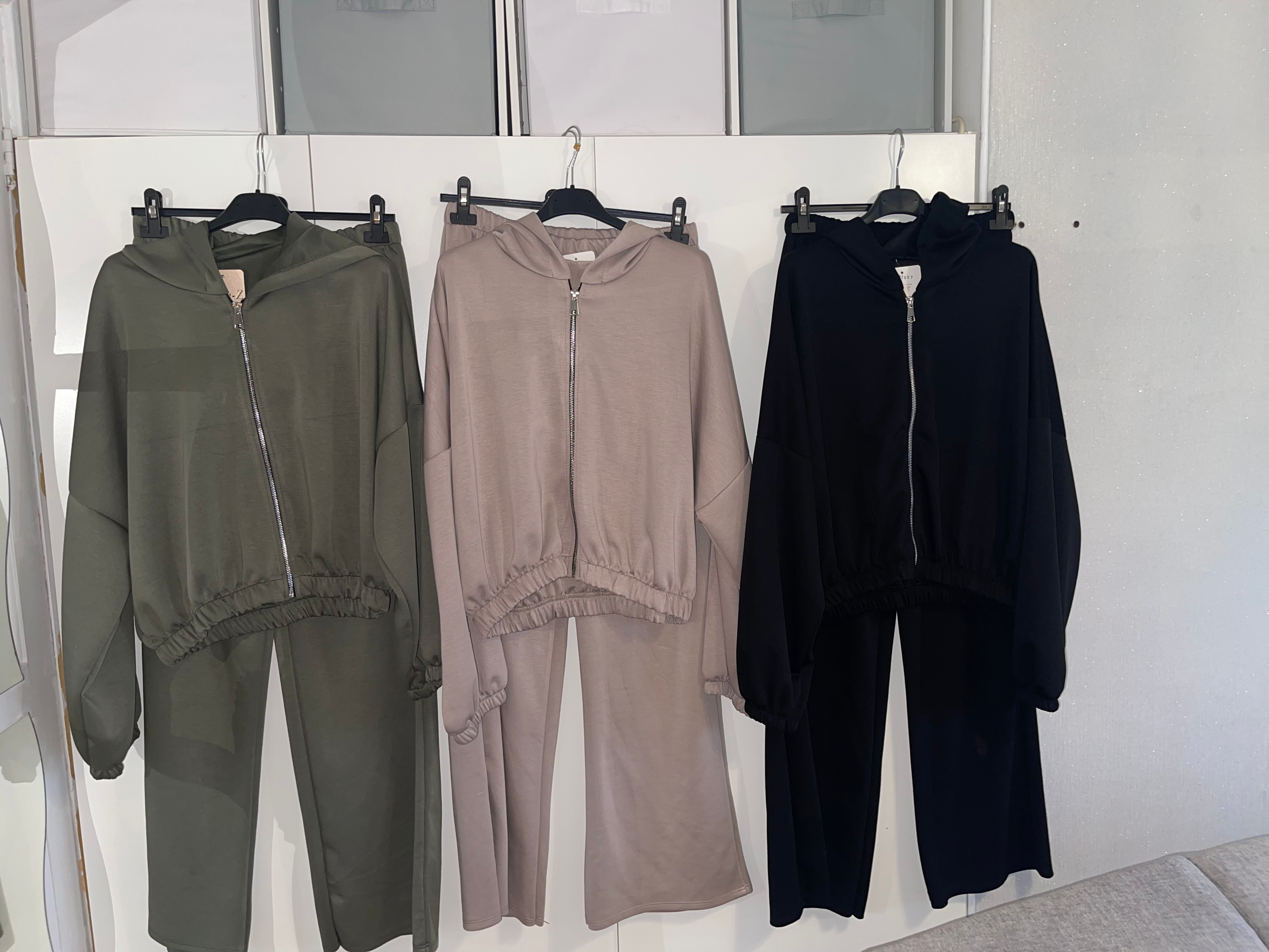 Zip bubble hem wide leg tracksuit 