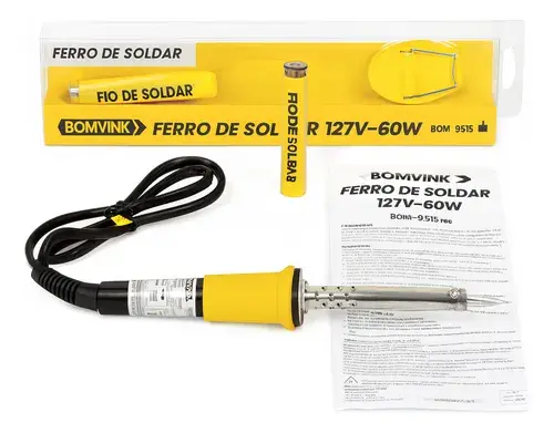 Ferro de Solda 60W 127V com Suporte + Solda – Bom-9515 Bomvink