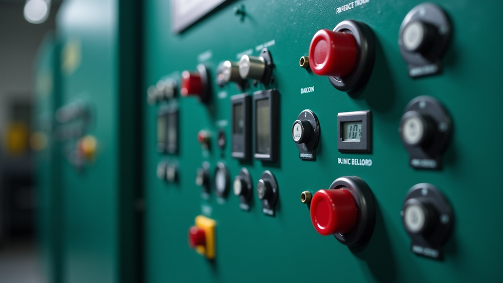 Close-up view of industrial compressor control panel