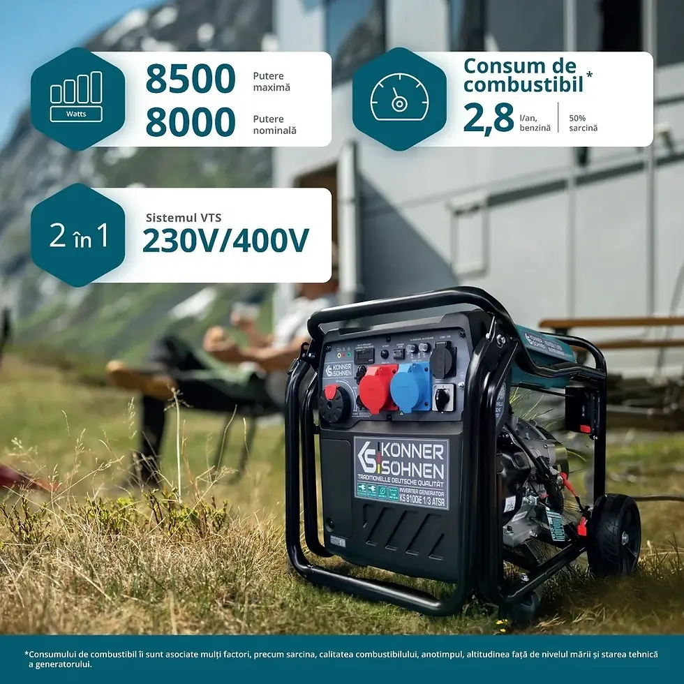 Miniatură: Generator de curent 8.5 kW inverter - benzina - Konner &Sohnen KS 8100iE 1/3 ATS