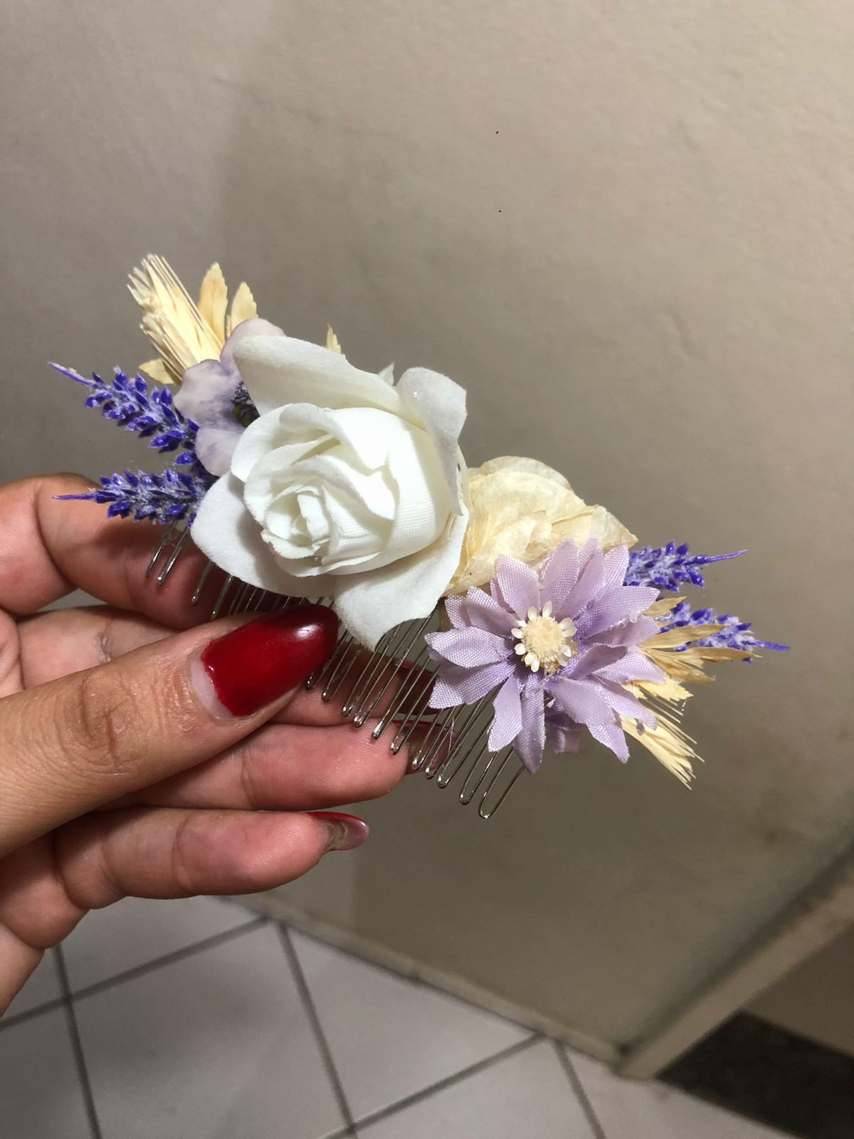 Grinalda Flores Branca e Lilás