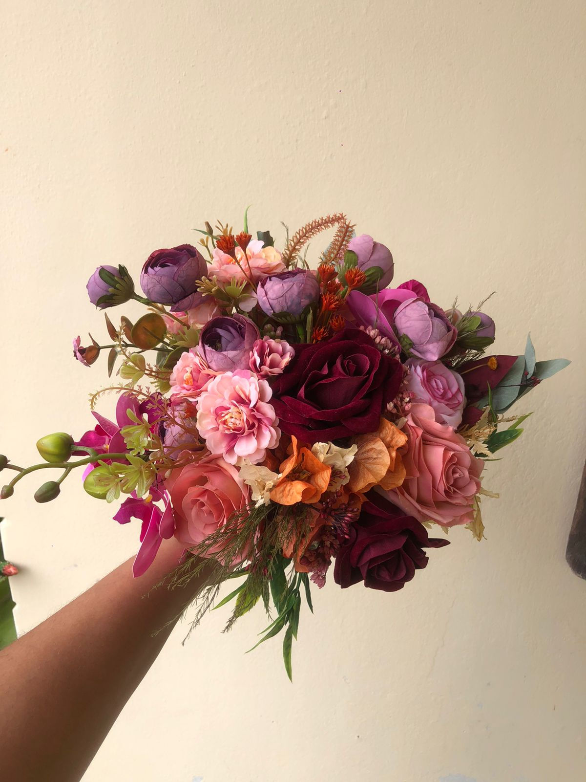 Buquê de Noivas Permanente Rosa, Marsala e Lilás