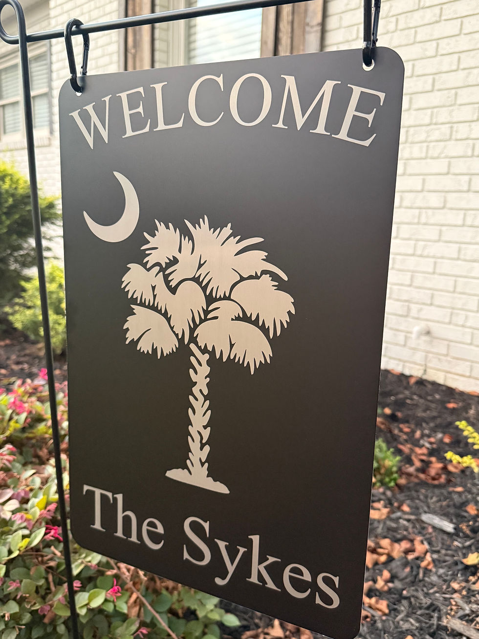Thumbnail: Palmetto Tree Personalized Metal Garden Flag