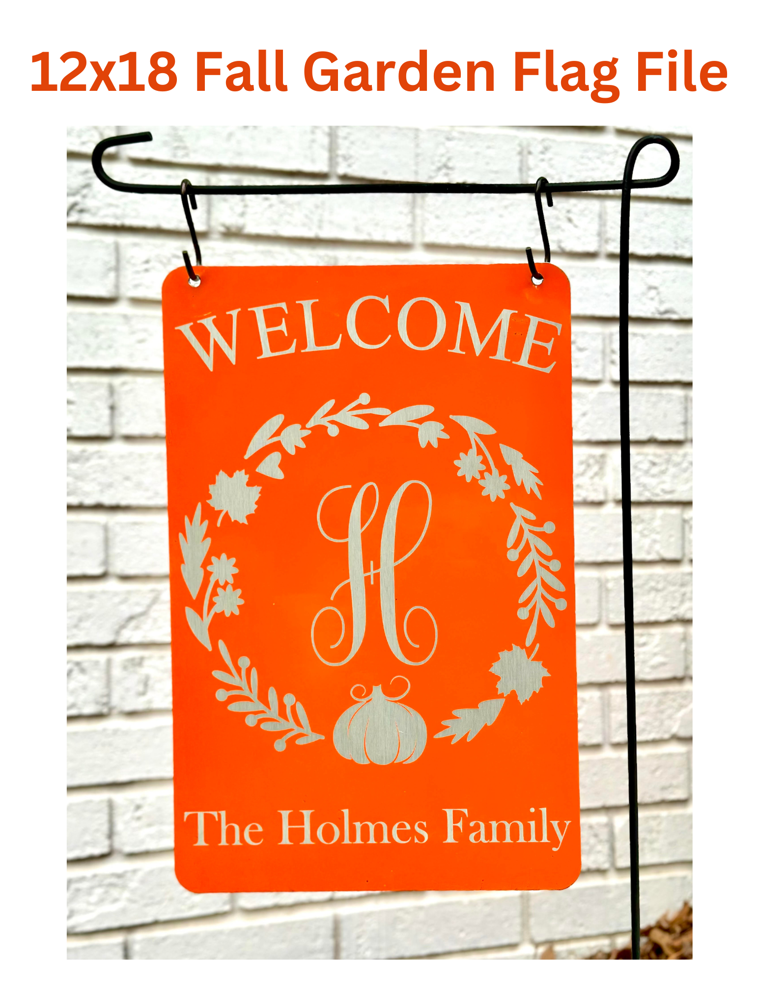 12X18 Fall Pumpkin Wreath Garden Flag File