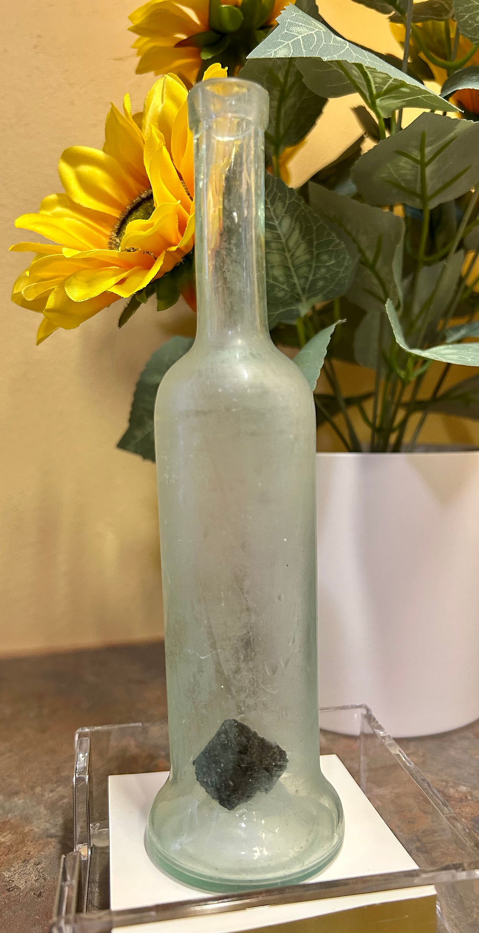 Thumbnail: Stunning Vintage Aqua Green Slender Tapered Glass Bottle