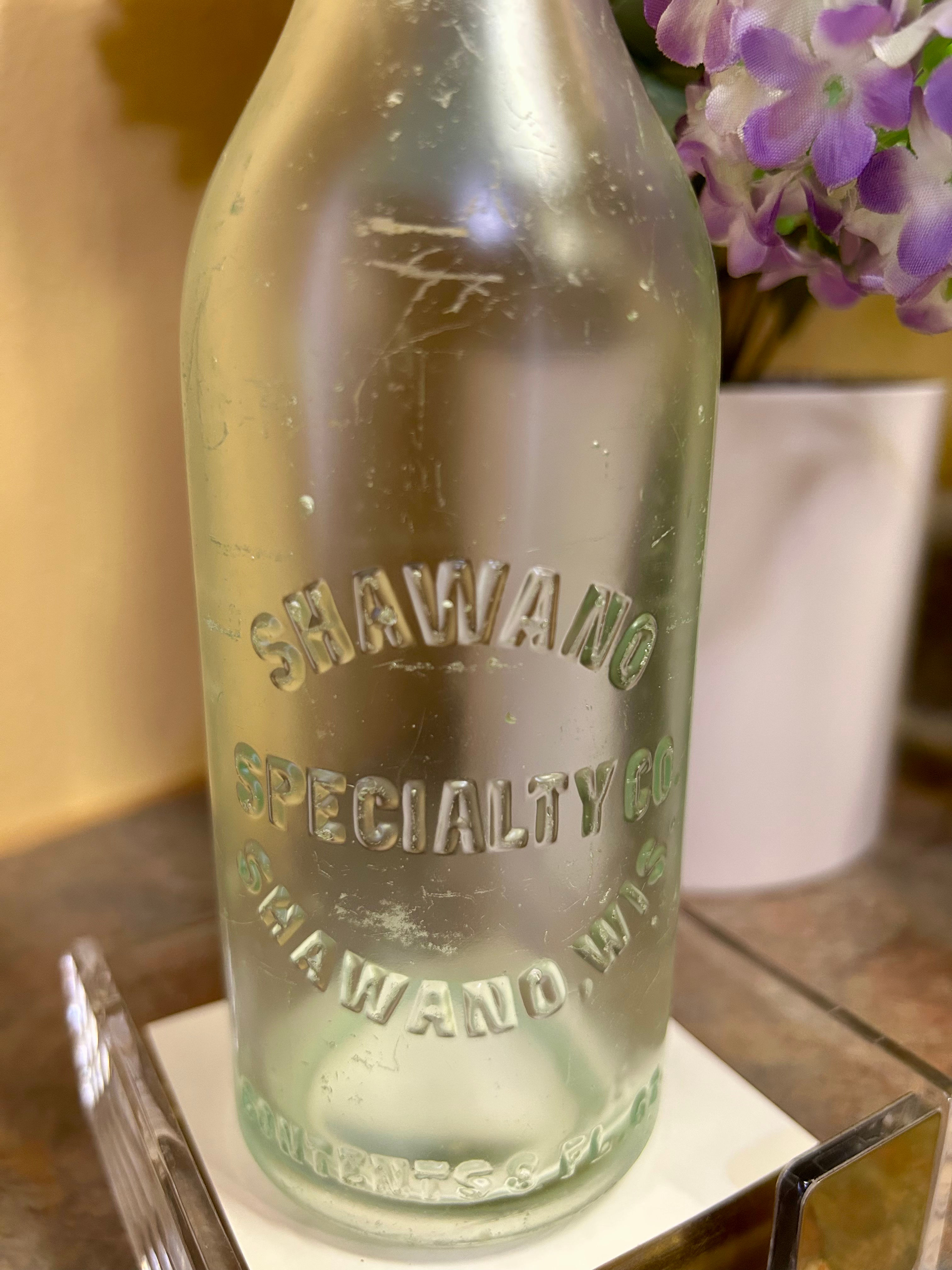 Gorgeous Antique Shawano Specialty Co. Glass Bottle