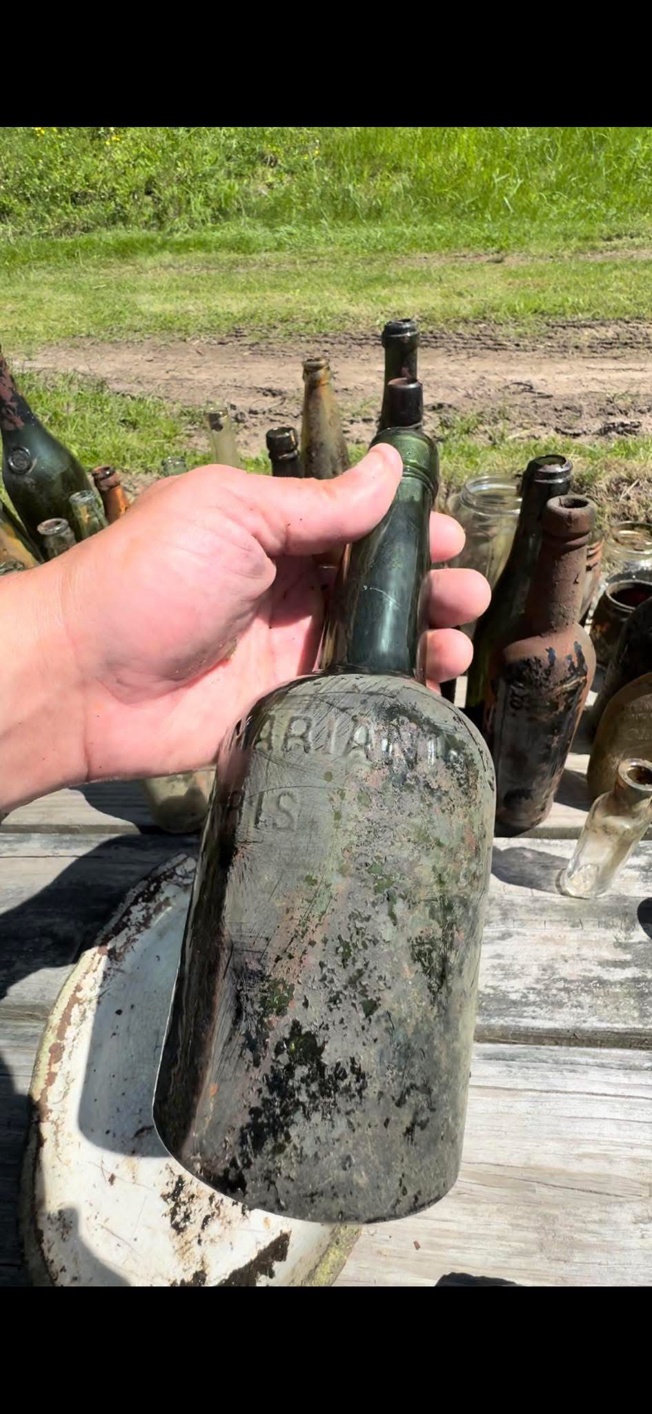 Thumbnail: Iconic Hand-Blown Antique Coca Mariani Paris Green Glass Bottle
