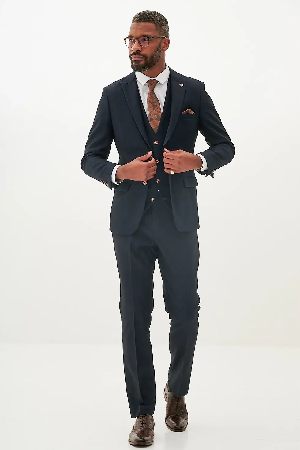 Thumbnail: Navy Textured 3 Piece Suit