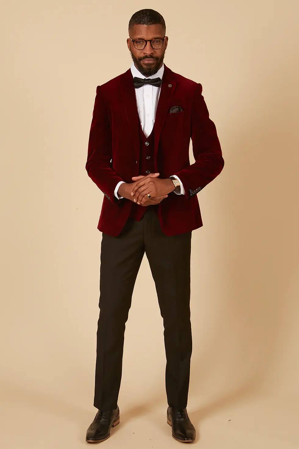 Thumbnail: Wine Velvet Jacket & Waistcoat