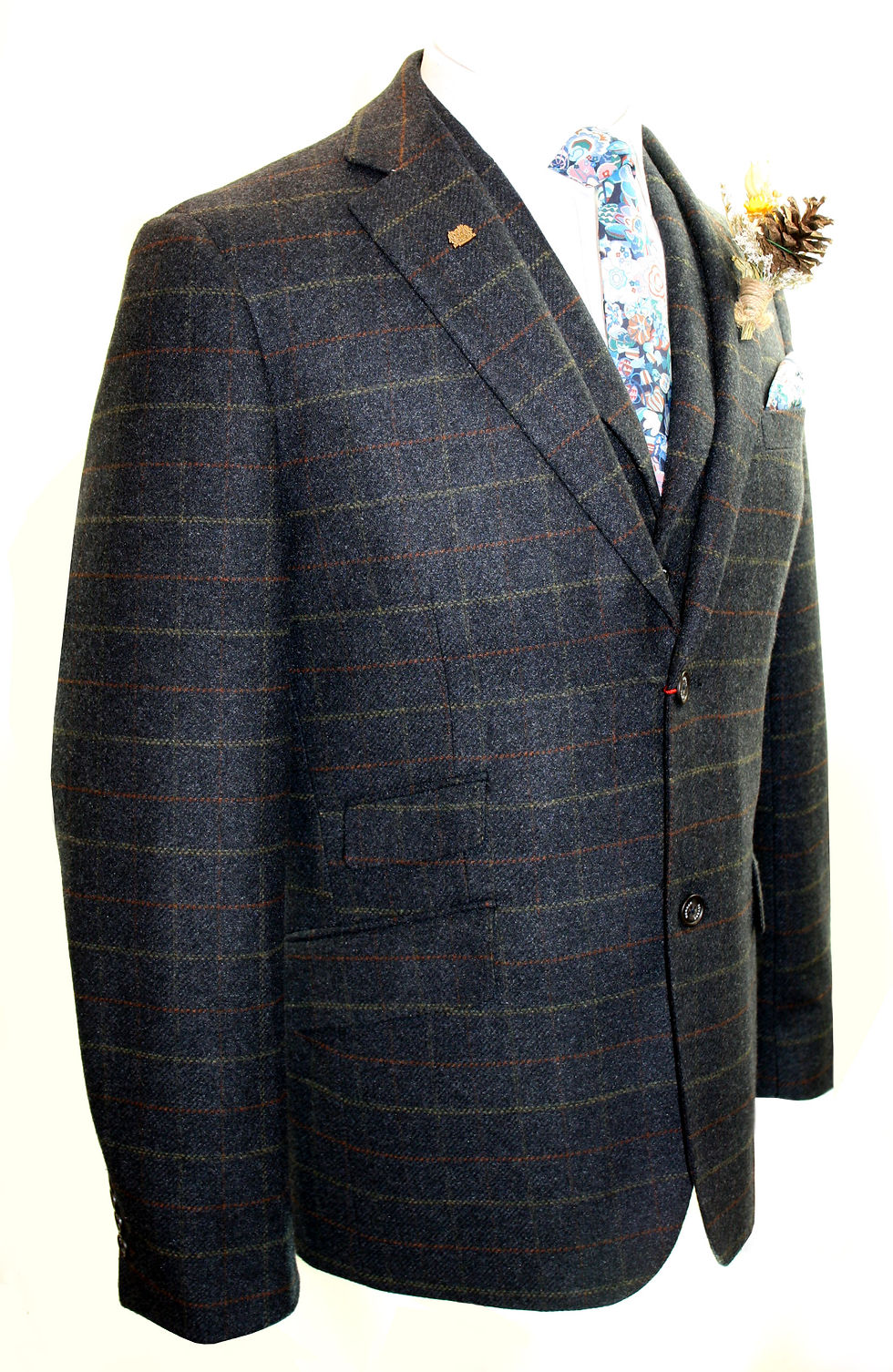Thumbnail: WARWICK 3 Piece Navy Tweed Suit.