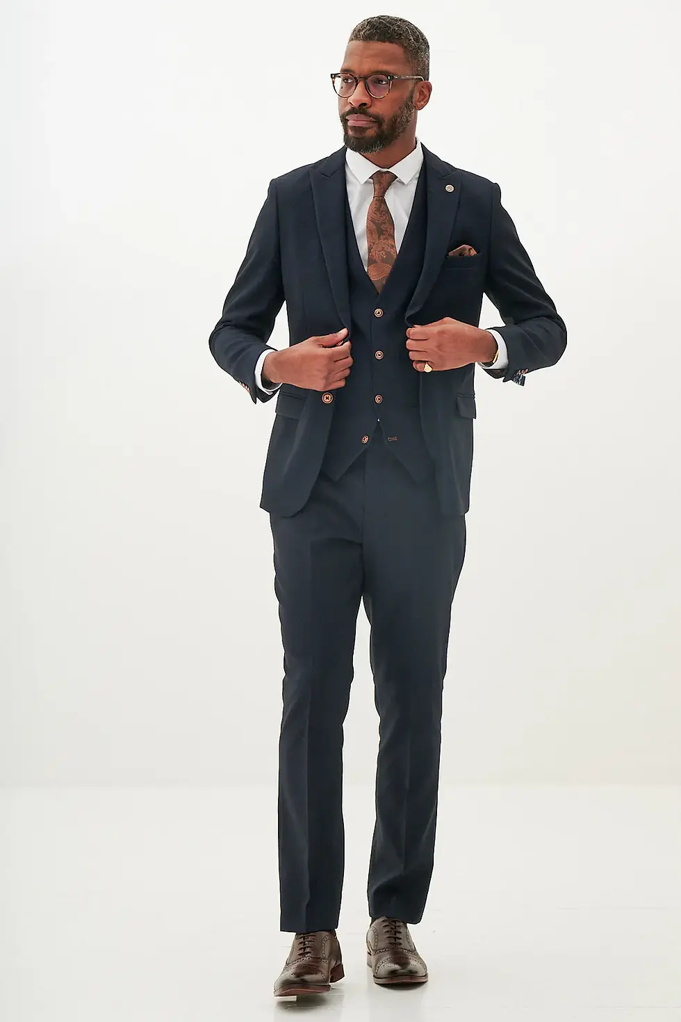 Thumbnail: Navy Textured 3 Piece Suit