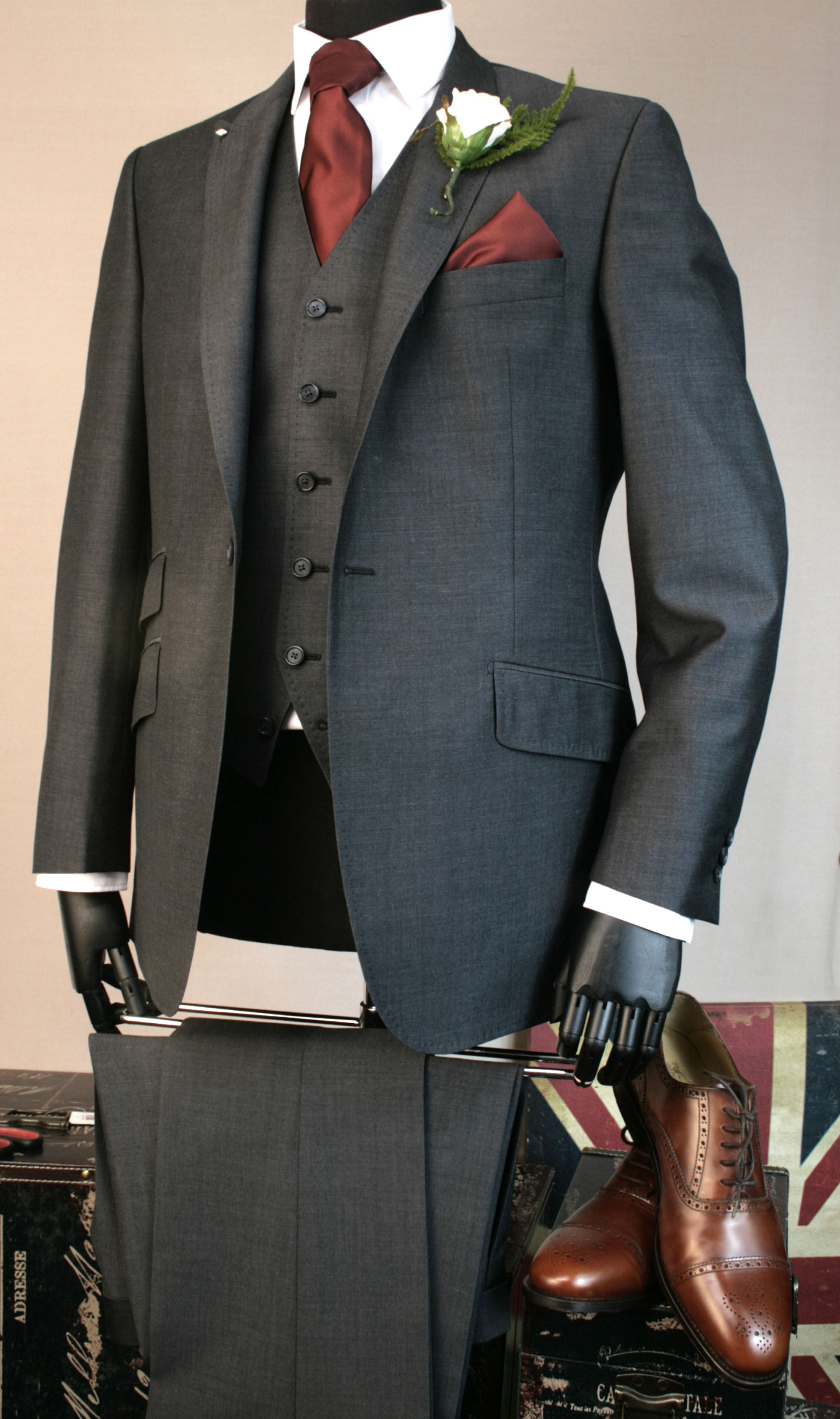3 Piece Charcoal Grey Mohair Lounge Suit