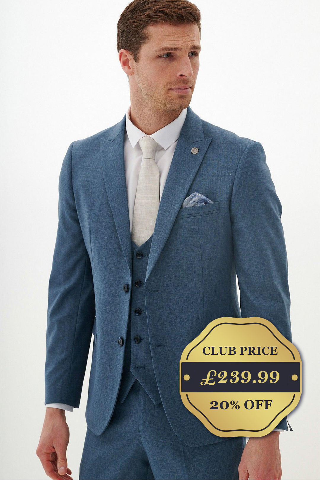 Light Teal Blue Three Piece Suit