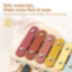 Close-up of the smooth wooden keys, highlighting the safe, battery-free design.