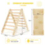 Product dimension guide showing triangle height 74cm, ramp length 98cm, and 60kg weight capacity for ages 3+.
