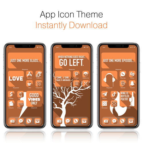 Theme App Cover Icons Aesthetic App Icons Orange IPhone Home