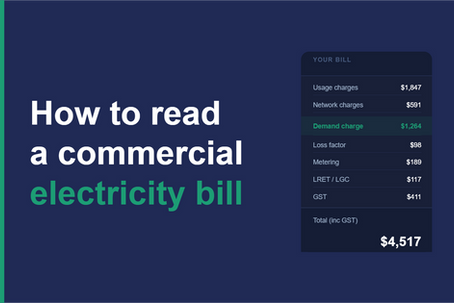 How to read a commercial electricity bill — breakdown showing usage, network, demand, metering and environmental charges