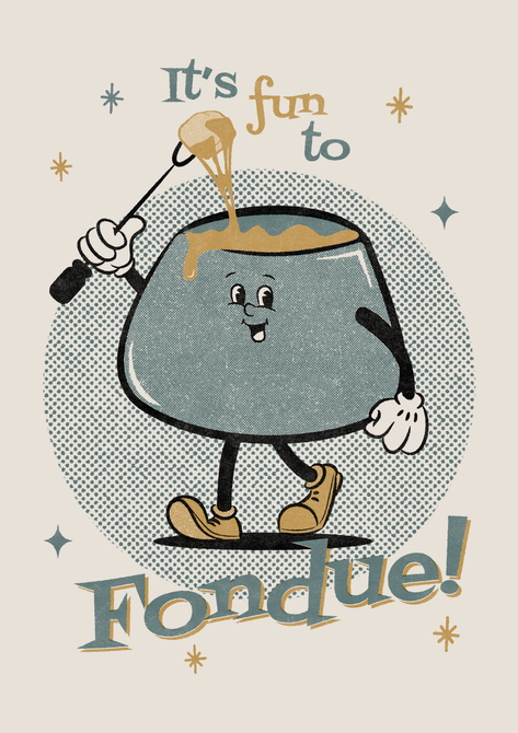 A sign fondue mascot