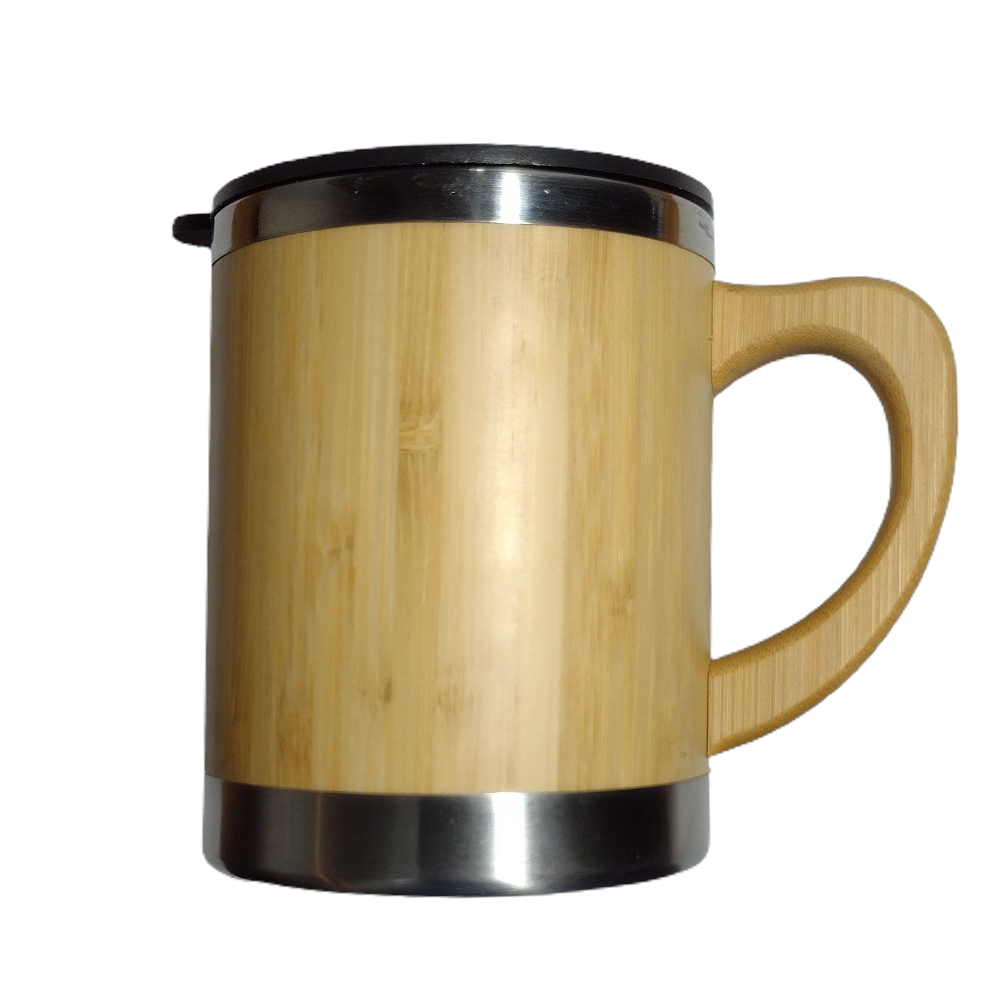 18023 VASO TERMICO LAQUEADO EN MADERA BAMBOO INTERIOR ACERO 400CM3