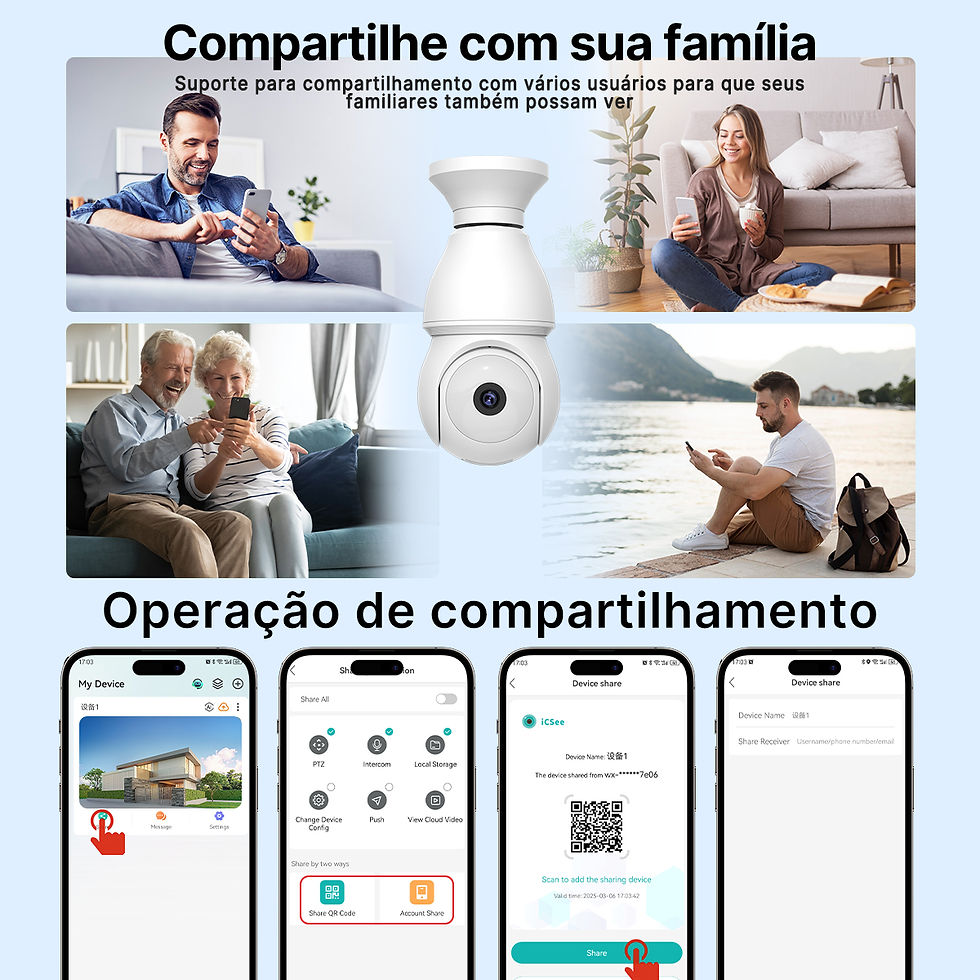 Miniatura: Câmera Wifi E27 Lâmpada Full HD 1080p Externa Prova D'água com Áudio AI
