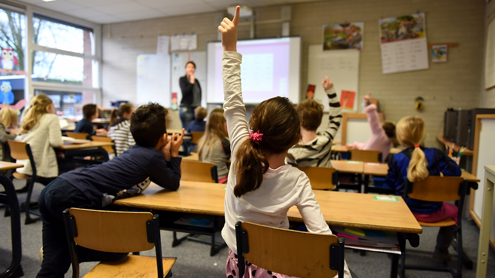 Primary school children in class