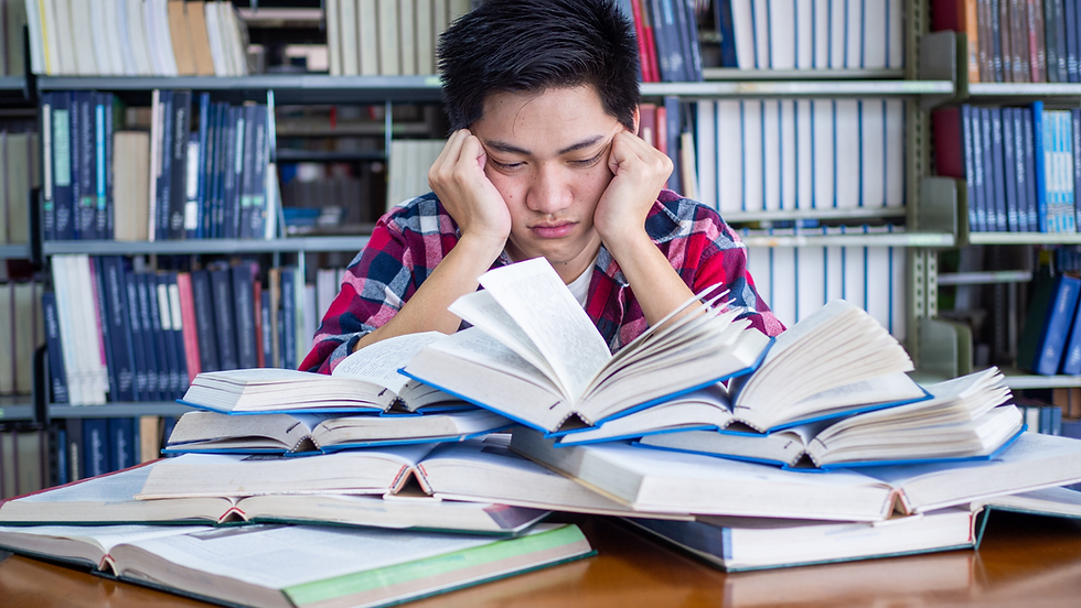 Student stressed while studying
