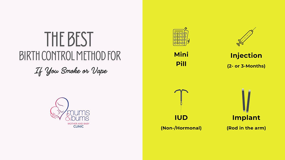 Birth control options for smokers or women who vape – mini pill, IUD, implant, and injection