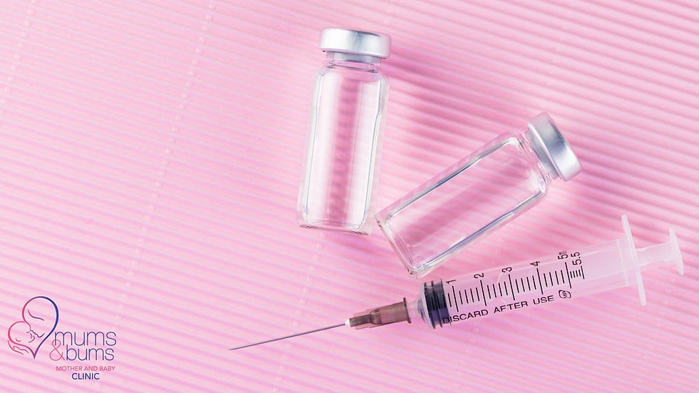 Syringe and contraceptive vials on pink background representing birth control injections in South Africa.