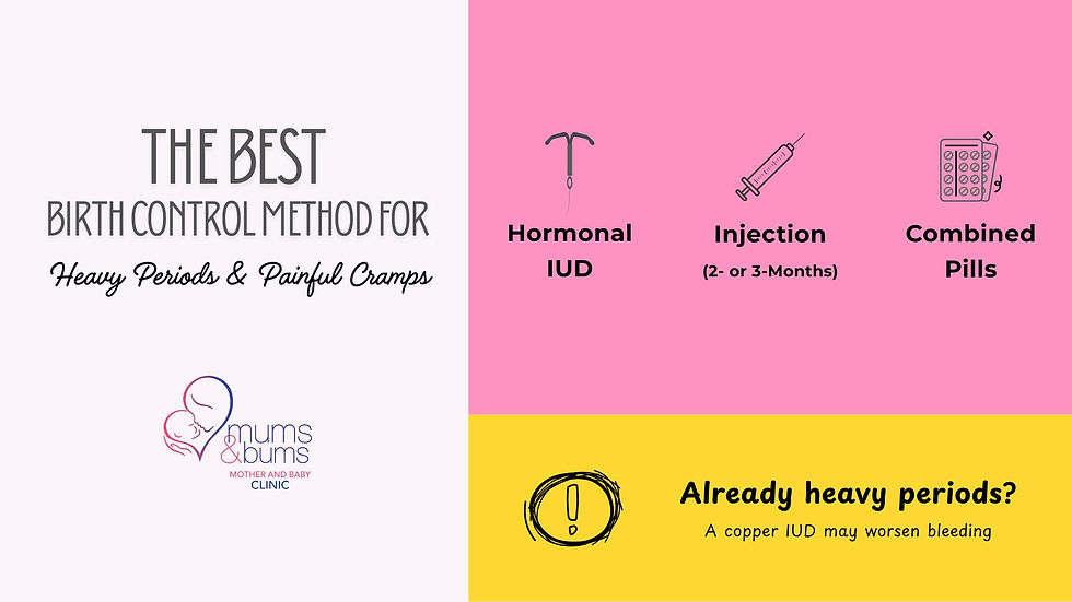 Best contraception for heavy periods and painful cramps – hormonal IUD, injection, and combined pill options
