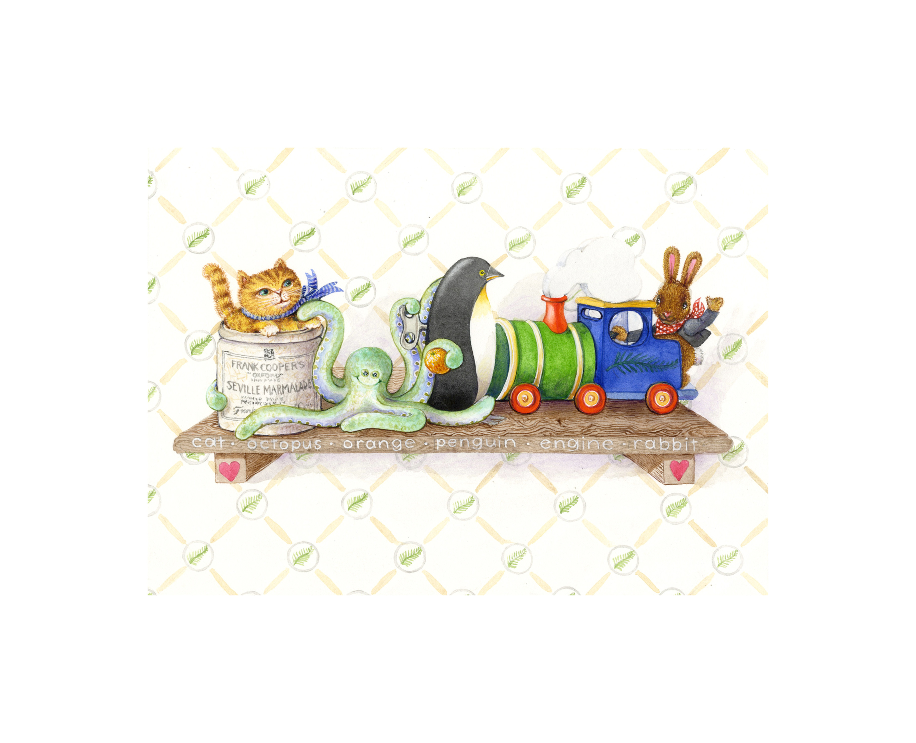 Toy Shelf with a Marmalade Cat