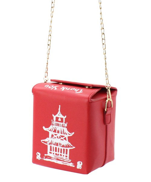 Thumbnail: Red Chinese Take Out Box Messenger Bag With Chain 