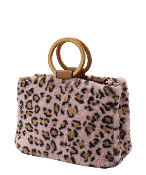 תמונה ממוזערת: Leopard Print Pink Fur Handbag 