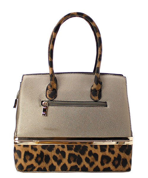 Sīktēls: Leopard Print Detachable Bottom Handbag W/Matching Wallet 