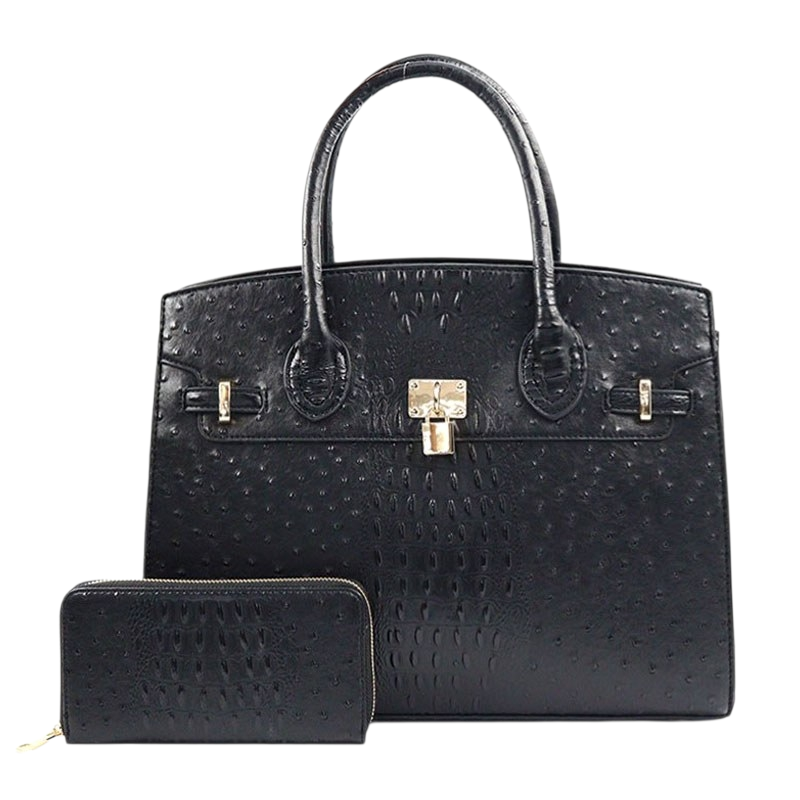 Fashion Ostrich Handbag Set (5 Colors Available )