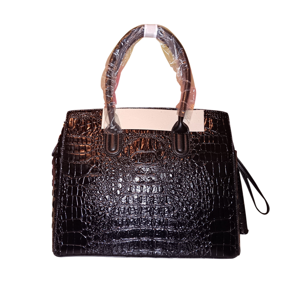 Thumbnail: Fashion Vegan Croc Handbag W/ Matching Wallet (2 Colors Available)