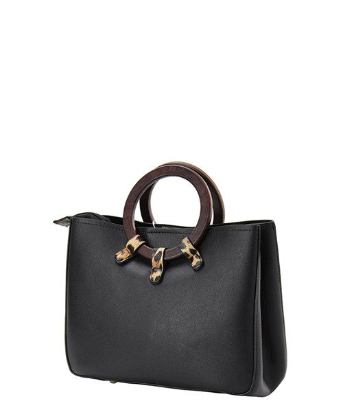 Thumbnail: Fashion Wooden Handle Leporad Handbag (3 Colors Available)