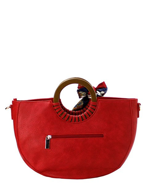Thumbnail: Fashion Wooden Handle Handbag With Scarf 