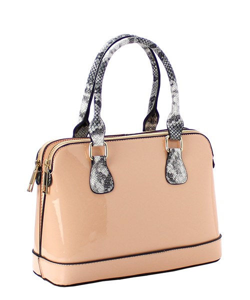 Thumbnail: Fashion Patent Handbag With Snakeskin Handle (4 Colors Available)