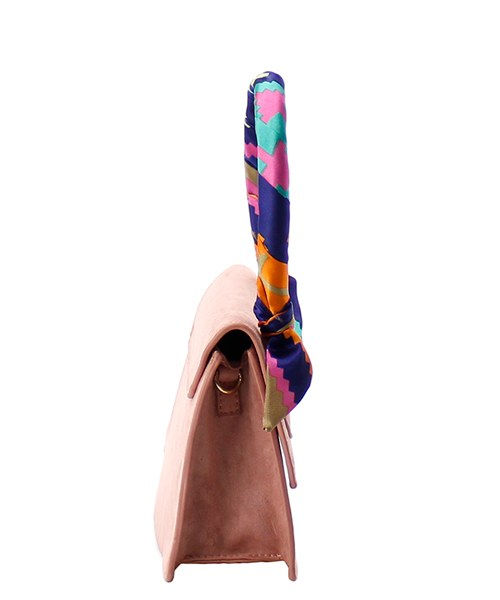 Thumbnail: Fashion Leather Tote Bag With Rainbow Scarf (3 Colors Available)